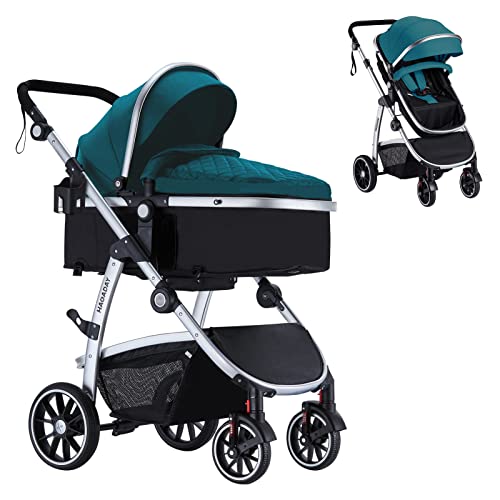 HAGADAY Baby Stroller for Newborn, 2 in 1 Baby Stroller with Reversible Seat, Infant Stroller with Canopy, Baby Bassinet Stroller(Blue)