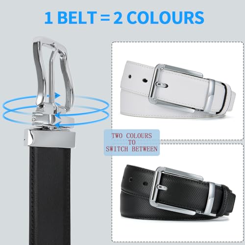 Image of DOOPAI Reversible Leather Belt for Men 1.25 inch - Dual Sided Dress and Casual Belt, Trim to Fit, 2 Styles in One Belt