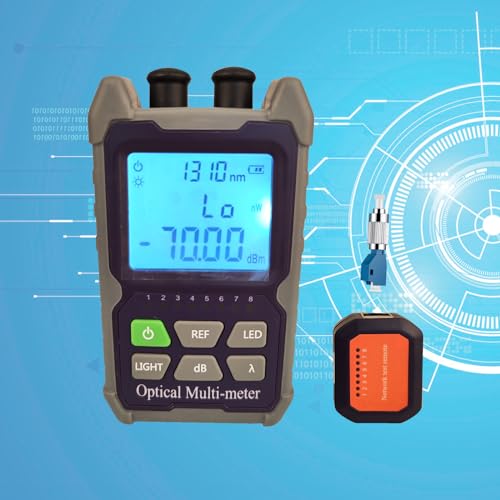 fyboptwu - 4 in 1 Function Rechargeable Fiber Optic Tester Portable Optical Power Meter (FC/SC/ST) & VFL 2mw Visual Fault Locator & LED, OPM & VFL, Range: (-70) dBm ~ (+6) dBm