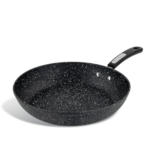 Scoville NEVERSTICK 30cm Frying Pan, Large Non Stick Frying Pan, 12" Diameter, Suitable for All Hobs Including Induction, Rapid Heat Distribution, Perfect for Frying Eggs, PFOA Free, Aluminium, Black