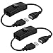 GELRHONR Kabel USB z przełącznikiem ON/OFF, USB A na USB B, przedłużacz 20 cm, kompatybilny z rejestratorem jazdy, wentylatorem USB, paskami LED, lampa biurkowa LED, 2 szt