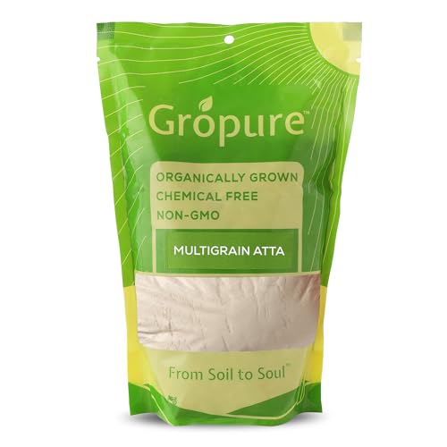 Image of GroPure Organic Multigrain Atta Multi Grain Flour with Sharbati Wheat 900g