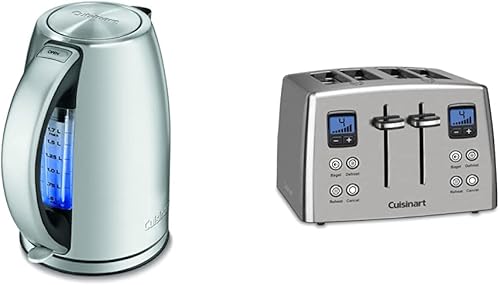 Miniatura 1 de Cuisinart JK-17P1 - Hervidor eléctrico inalámbrico, 1.7 litros, acero inoxidable y tostadora motorizada de cuenta regresiva de 4 rebanadas