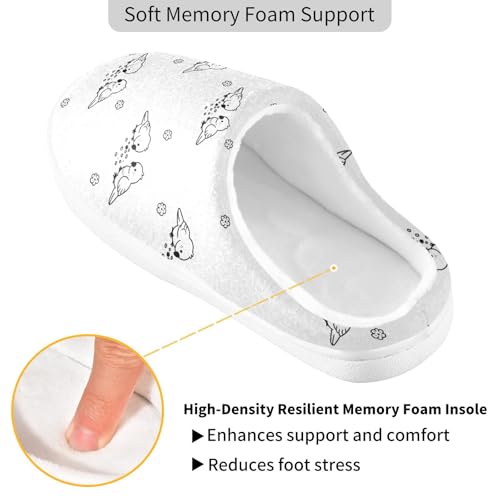 Soft Cute Bird Flowers Floral Black and White House Slippers for Woman Men,Fuzzy Slippers Cozy Memory Foam House Shoes Gifts for Women Men Size 14/15 23021113