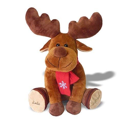 Plüsch Elch individuell Bestickt ca. 30 cm hoch knuddeliges Rentier / Stofftier mit eigenen Daten, Geschenk mit Namen, personalisierter Elch, Plüschtier mit Bestickung zur Geburt Cover