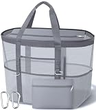 Chic Cruise Essentials Beach Bag for Women, Large Zip Top Tote, 11 Pockets