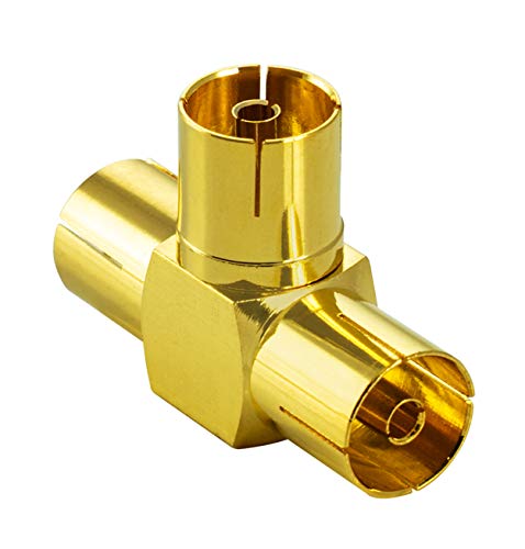 POPPSTAR 2x Sat TV Coax Adapter Distributor T-piece (3x IEC antenna socket) for coaxial cable Antenna cable gold-plated - Image 3