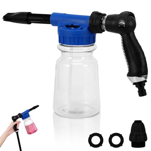 Youool Pistola de Espuma de Nieve, 1000ML Ajustable Pistola De Espuma Limpiadora, Pistola de Espuma Coche Cañón Espuma Nieve Puede Conectar Rápidamente Mangueras de Jardín (Azul)