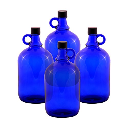 LGL Haushaltswaren 4 x 2 Liter Glasballonflasche in blau Gallone Cover