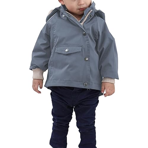 Baby Boys Girls Detachable Hood Jacket Long Sleeve 𝗢blique Zipper Button Coat Winter Warm Top with Pocket2