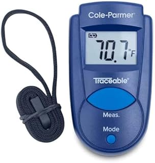 Traceable Calibrated Mini IR Digital Pocket Thermometer with Key Chain, -7 to 230 Degrees Fahrenheit, 0.1 Resolution, Accuracy of 1 Degree Celsius