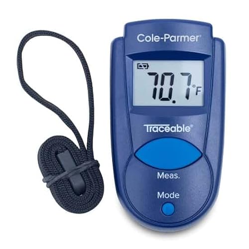 Traceable Calibrated Mini IR Digital Pocket Thermometer with Key Chain, -7 to 230 Degrees Fahrenheit, 0.1 Resolution, Accuracy of 1 Degree Celsius