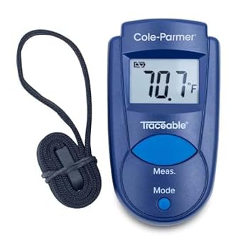 Traceable Calibrated Mini IR Digital Pocket Thermometer with Key Chain,7 to 230 Degrees Fahrenheit, 0.1 Resolution, Accuracy of 1 Degree Celsius