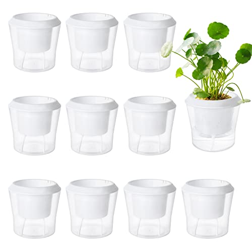 MNKNENG Paquete de 12 macetas de riego automático para Plantas de Interior de 4.3 Pulgadas, pequeñas macetas de riego automático con indicador de Nivel de Agua, macetas Redondas de plástico