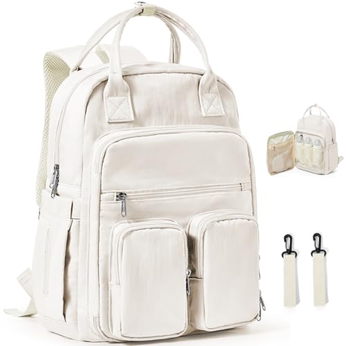 WEPLAN Changing Bag Backpack Large Nappy Back Pack Multifunction Baby Bags Waterproof Nappy Changing Backpack Diaper Bag Rucksack Bag for Mom and Dad Backpack Maternity BagsBeige
