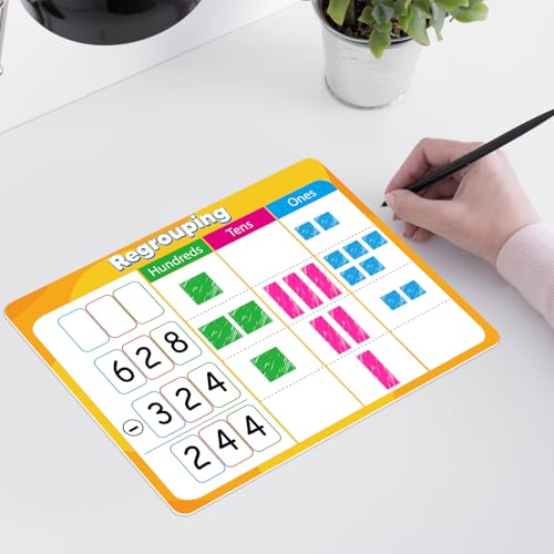 24Pcs Place Value Chart Dry Erase Flash Cards Double Sided Addition Subtraction Cardboard Math Whiteboard Math Manipulatives Teacher Portable Tool 12" x 9" - Image 4