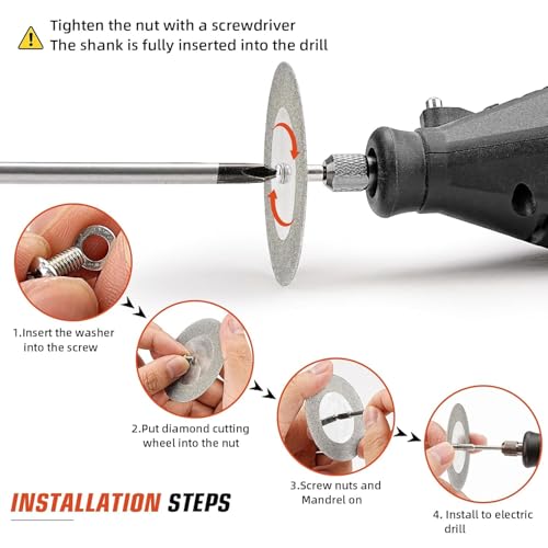 Image of DIY Craft Diamond Cutting Wheel Cutting Discs for Rotary Tool Disc Drill Blades and Mandrel for Glass Tile Metal (2)