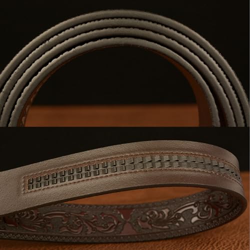 Belt Men Ratchet, Western Cowboy Leather Belts for Men with Elephant Head Alloy Buckle Embossed Belt4