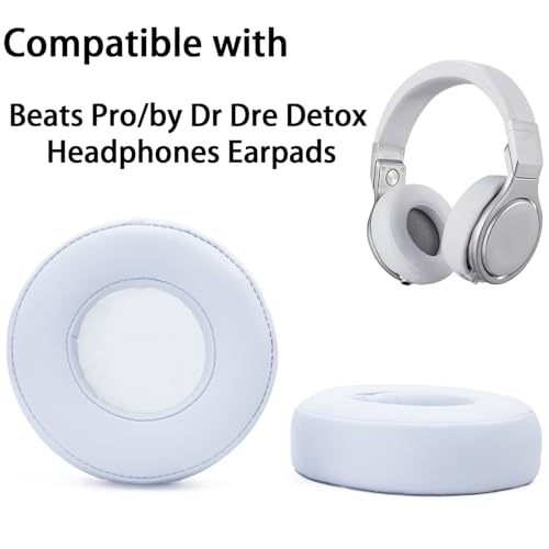 Repuesto para Almohadillas de Auriculares Monster Beats Pro por Dr. Dre - Blanco | Compatible con Auriculares Monster Beats Pro Detox, Almohadillas de Cuero Proteico con Memoria miniatura 3