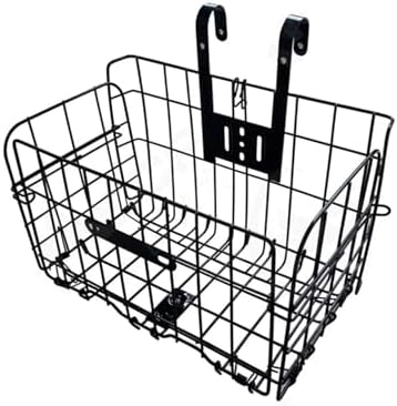 Folding Bike Front Basket, Bicycle Wire Basket with Handles, Easy Installation on Front Handlebar Accessories for Frame Cargo Rack.