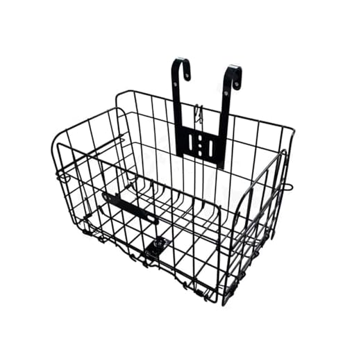 Folding Bike Front Basket, Bicycle Wire Basket with Handles, Easy Installation on Front Handlebar Accessories for Frame Cargo Rack.