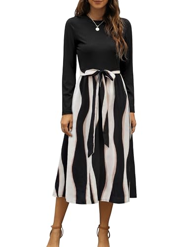 Zattcas 2026 Long Sleeve Spring Fall Dresses for Women Ribbed