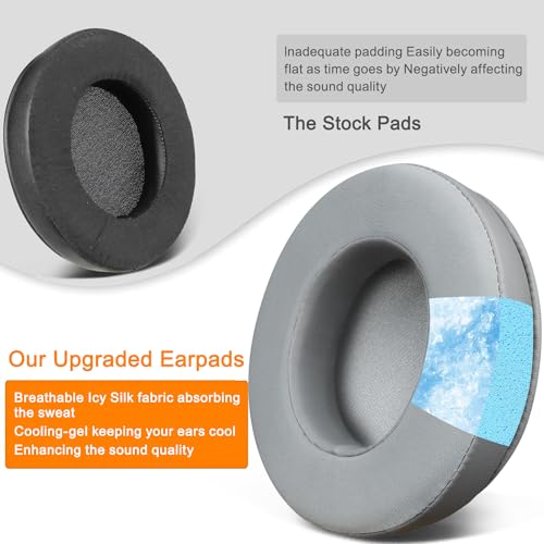 Image of SOULWIT Cooling-Gel Ear Pads Cushions Replacement, for Razer Kraken 2019 /Tournament Edition /Ultimate /Kitty, Earpads for Nari /Essential /Ultimate, Kraken X /V3 X Headset - Grey