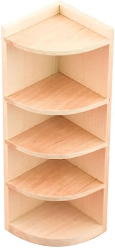 Totority Gabinete esquinero de madera para casa de muñecas de 1/12, mini estante de almacenamiento rústico, modelo de muebles, estantería de juegos,