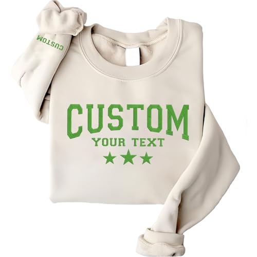 Personalized Sweatshirt for Women & Men – Custom Embroidery, Add Name or Text, Custom Embroidered Hoodies, Matching Couple, Gift for Boyfriend, Girlfriend, Family, Holiday Present
