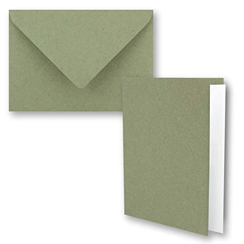 Cartes pliantes vert foncé en kraft pour mariage nature et vœux créatifs