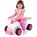 GOPLUS Correpasillos para Niños con Música, Coche de Paseo con Almacenamiento Bajo Asiento y Ruedas, Coche de Juguete para Niños de 19 a 36 Meses, Interior y Exterior, Carga de 15 kg (Rosa)