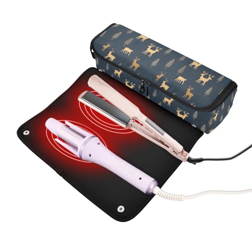 Bolsa de viaje para herramientas de cabello Cute Christmas Marble, resistente al calor, para planchas, rizadores y accesorios de cuidado capilar, organizador portátil miniatura 2