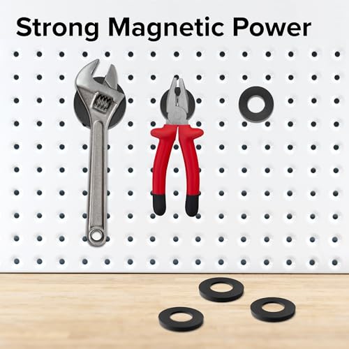 Image of Heavy Duty Ring Magnets - Ultra Strong (1.75x0.225 /45x6mm, 2 pcs) Magnets with Holes for DIY & Crafts - Space Organization Set for Home, Workshop, Refrigerator, Whiteboard, Office, Classroom