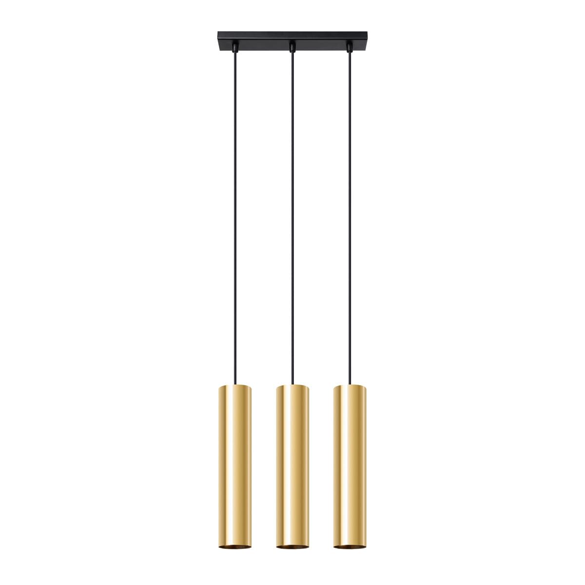 SOLLUX lighting Ceiling Pendant Light Fitting - Ceiling Lamp in Steel - Kitchen Dining Room Living Room Bedroom - 3-Light - LED Bulb - Glossy Gold Lagos — image 1