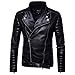 Produktbild Mode Klassisch Herren Vintage Slim Fit Punk Bikerjacke Motorradjacke Lederjacke mit Gürtel, Übergangsjacke Kunstleder Leder Jacke für Biker Chopper Mottoradjacke Motorrad Rocker Rockabilly