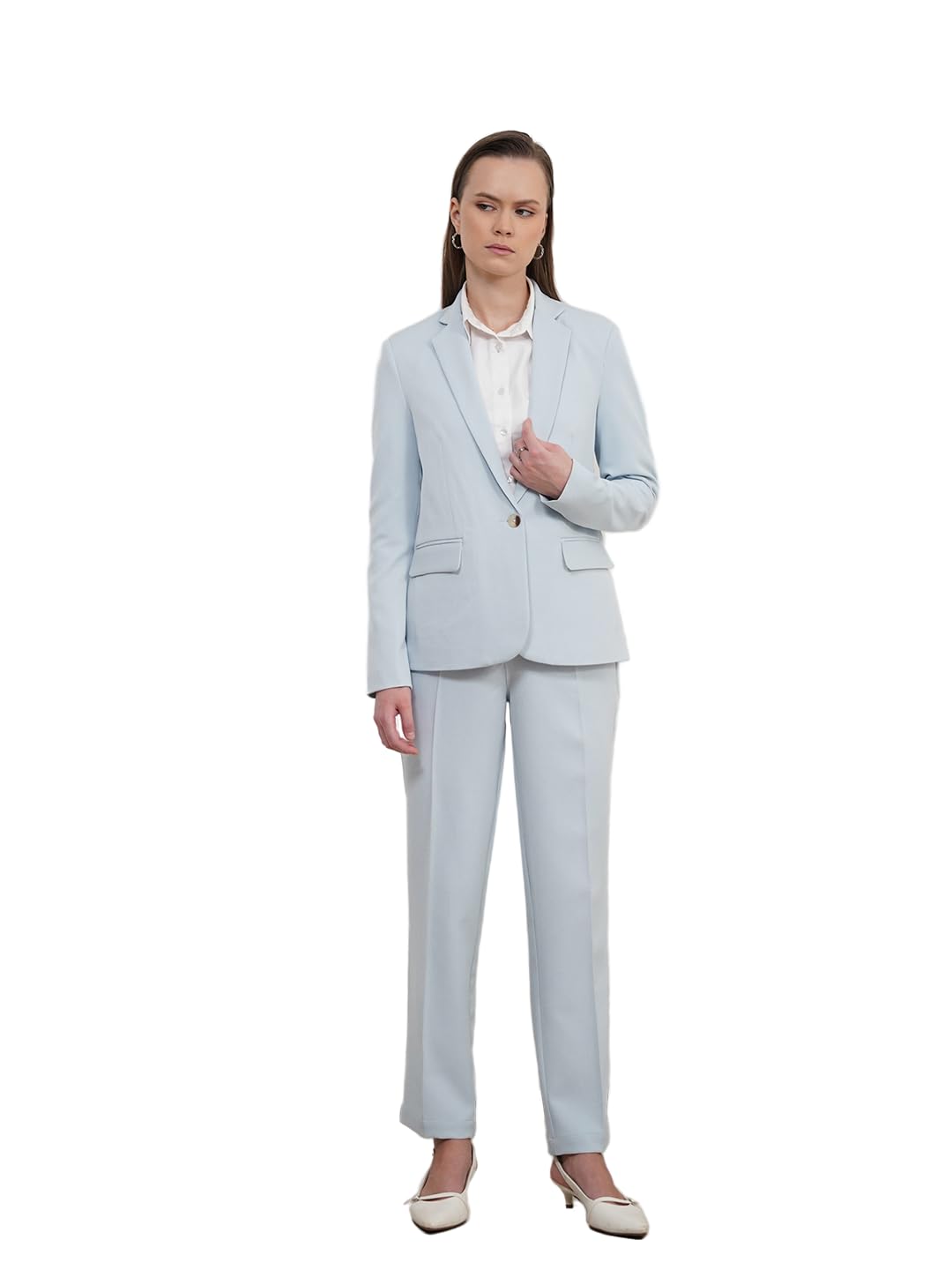 fablestreet Women Blazer & Trousers Coord Formal Wear | Tailored Fit Single-Breasted Notched Lapel Full Sleeves Solid Pattern | Premium Polyester Blend for Office & Business Casual-picture-11