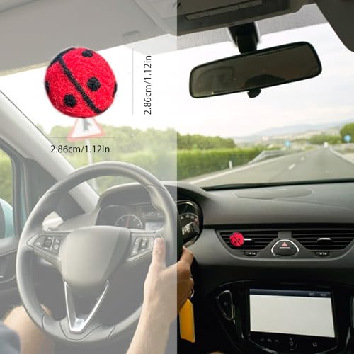 Image of ORIESSE Ladybug Car Air Freshener Vent Clip,Cute Red Car Decor,Girly Handmade Wool Felt Essential Oil Diffuser Air Vent Clip for Women