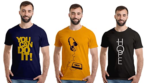 Image of Boodbuck Printed T Shirt for Men Combo Pack of 3