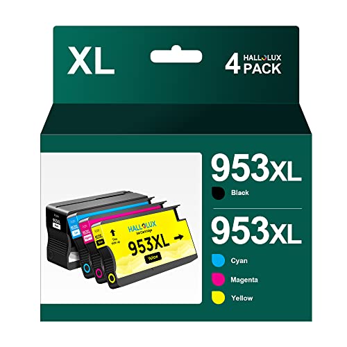 HALLOLUX 953XL 953 XL Cartouches d'encre Remplacement pour HP 953 XL pour HP Officejet Pro 8720 8730 7740 7730 7720 8718 8725 8715 8728 8218 8719 8740 8210 8216 8710 (Noir Cyan Magenta Jaune, 4 Pack)
