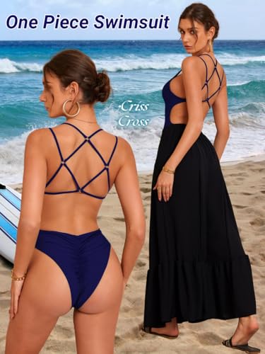 Image of ShawGobow Sexy Swimsuit for Women,Backless Scrunch Butt High Cut Monokini,One Piece Cheeky Bathing Suit Beach Pool Party