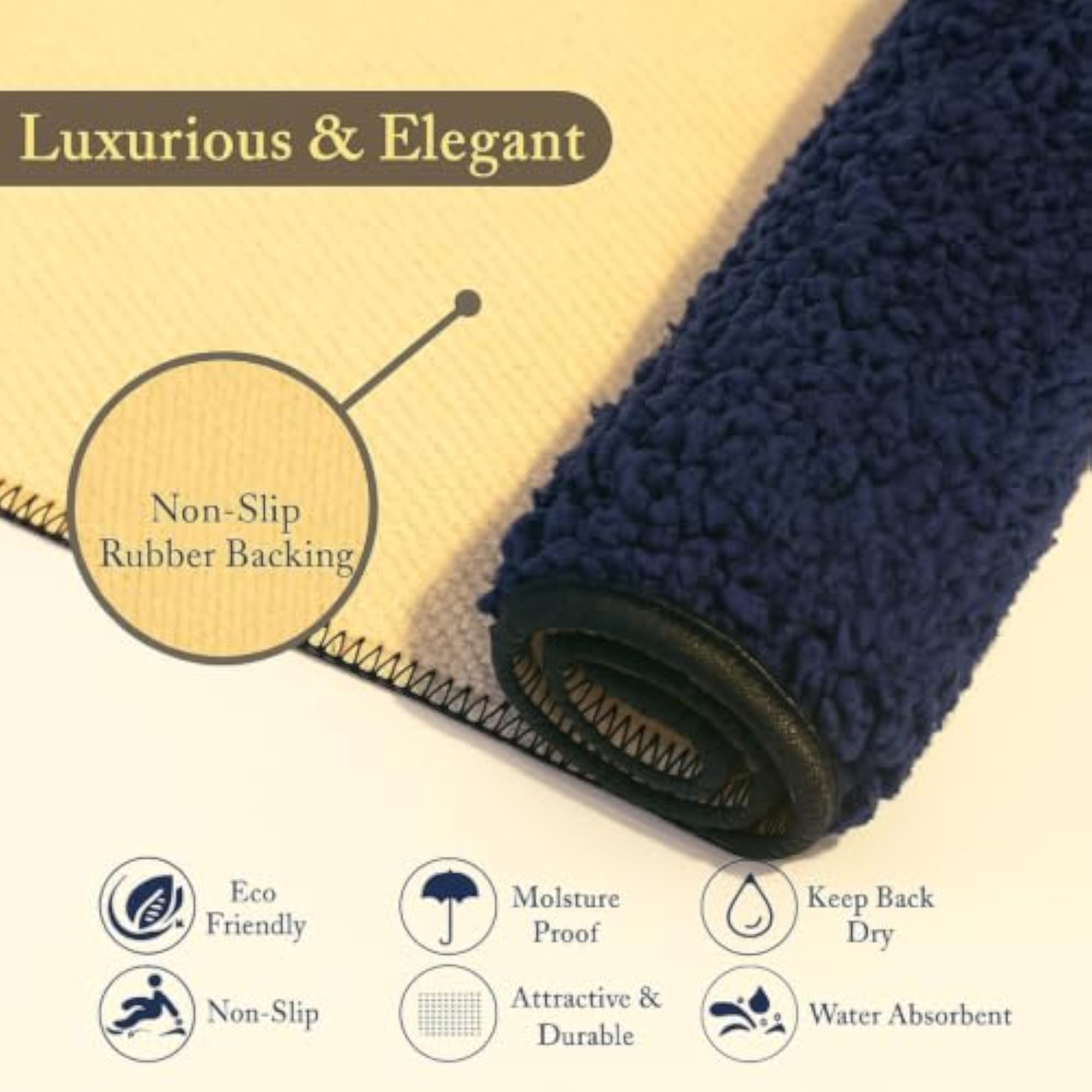 Microfiber Bath Mat, Super Soft Anti-Skid Design