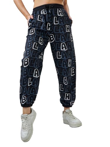 Image of Bewakoof Women's Cotton Oversized Fit Joggers | Track pants for woman | Lower for women | Multipurpose | Activewear | Utility Pockets | Lightweight & Flexible Elastic Waist | Casual Joggers | Loose Fit