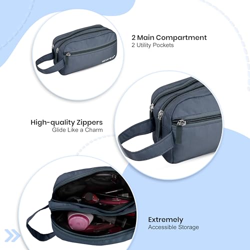 Image of Storite Toiletry Bag for Men & Women - Blue | Water-Resistant Polyester Travel Pouch for Storing Toiletries Shaving Kit Makeup Cosmetics & Daily Travel Essentials