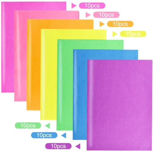 Image of BEISHIDA 70 Sheets Fluorescent Neon Tissue Paper Bulk for Gift Wrapping