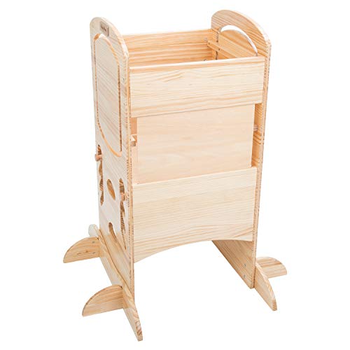 KiddyMoon Torre De Aprendizaje Para Niños 99X48,6X46 Cm ST-002, Madera Natural