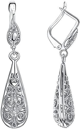 Sterling Silver Teardrop Dangle Earrings: Vintage Dangles for Women’s Fashion