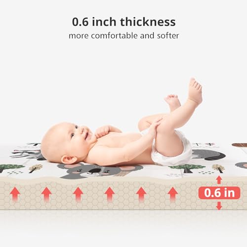 Image of PIGLOG Foldable Baby Play Mat for Floor, Baby Floor Mat for Crawling, Reversible Waterproof & Non-Toxic Baby Foam Playmat, Baby Play Mat for Babies, Infants & Toddlers 6-12 Months
