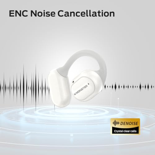 Image of Monster Open Touch Pro 100, Open Ear Headphones Touch Screen Earbuds, Bluetooth Earbuds with ENC Clear Talk, Wireless Ear Buds Support TF Card, EQ Modes, Comfort Fit, IPX5, 30H Playback, White