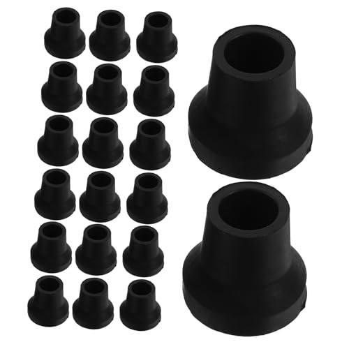 Lurrose 20個内径老人四脚拐杖用滑り止めゴム先端 安定性強化 耐摩耗高耐久 歩行杖 ステッキ 松葉杖交換用ラバーチップ 静音設計で床保護