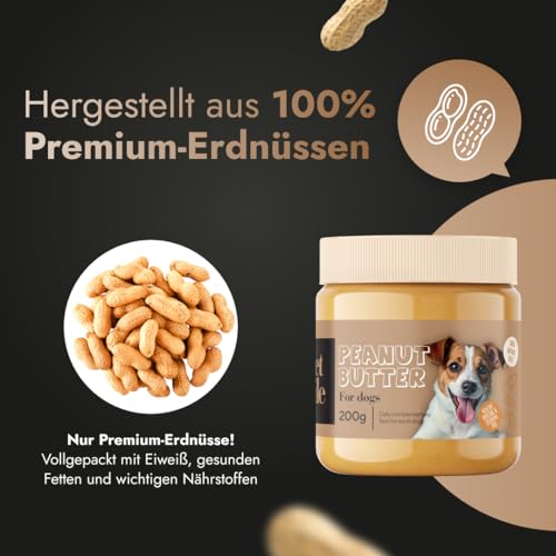 Petstile Peanut Butter for Dogs, Hochwertige, Hundefreundliche Erdnussbutter ohne Xylit, Salz oder Zucker – Perfekt für Training, Spielzeugfüllung und -Anreicherung, im Sicheren Plastikglas